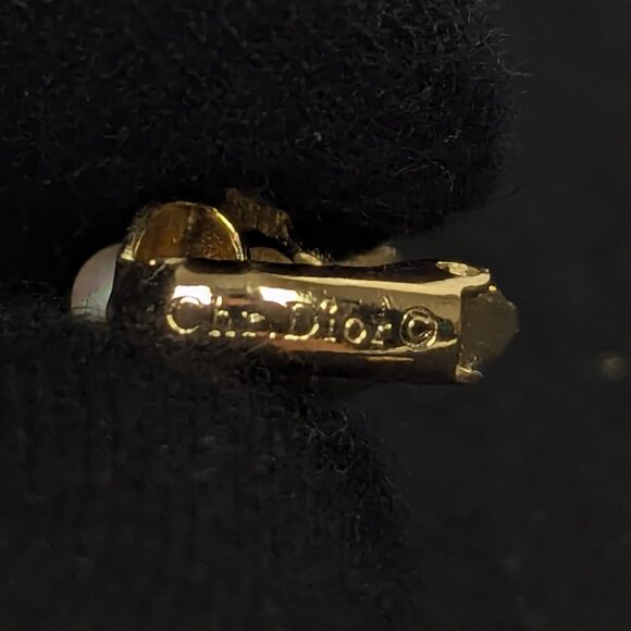 🔥BLACK FRIDAY🔥 DIOR Double Pearl and Gem Stones Gold Tone Earrings Clip-on - Picture 8 of 11